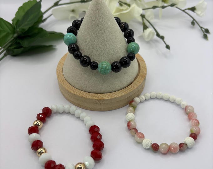 Faith Gemstone Bracelets | Gemstone bracelet | Stretch Bracelet | Morse Code bracelet | Faith