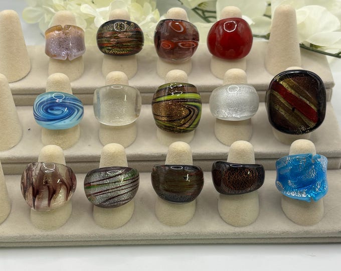 Size 6 |  Lampwork Glass Rings | Murano Inspired Glass Rings