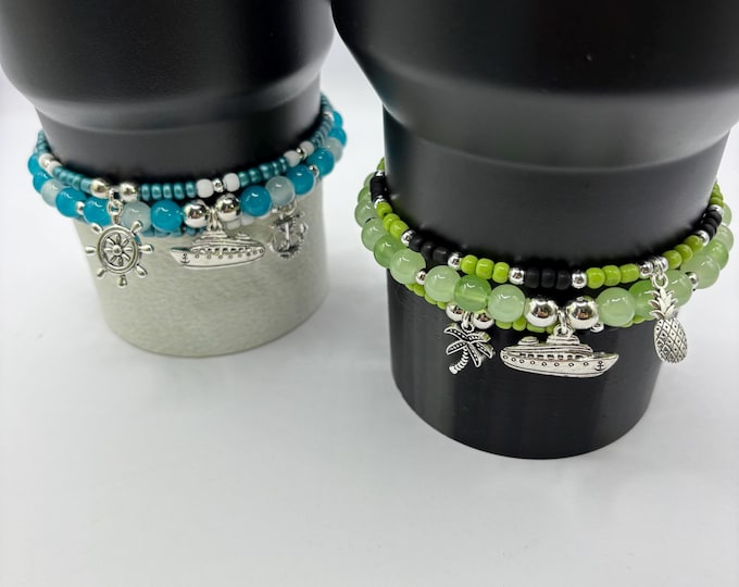 Cruise Ship | Anchor | Ship Wheel | Stanley Cup Bracelet | Tumbler Cup Accessories | Stanley Charm Bracelet | Tumbler Bracelet | Stretchy