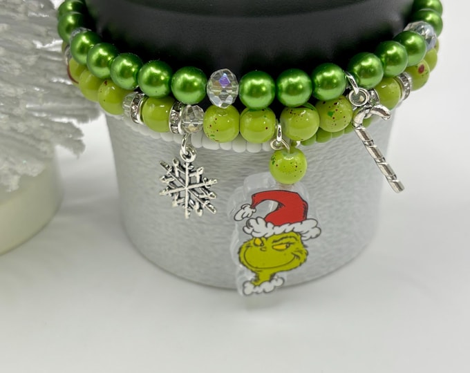 Christmas A Grinch Stanley Cup Bracelet | Tumbler Accessories  | Grinch | Tumbler Bracelet | Christmas | Stretchy Cup Bracelet