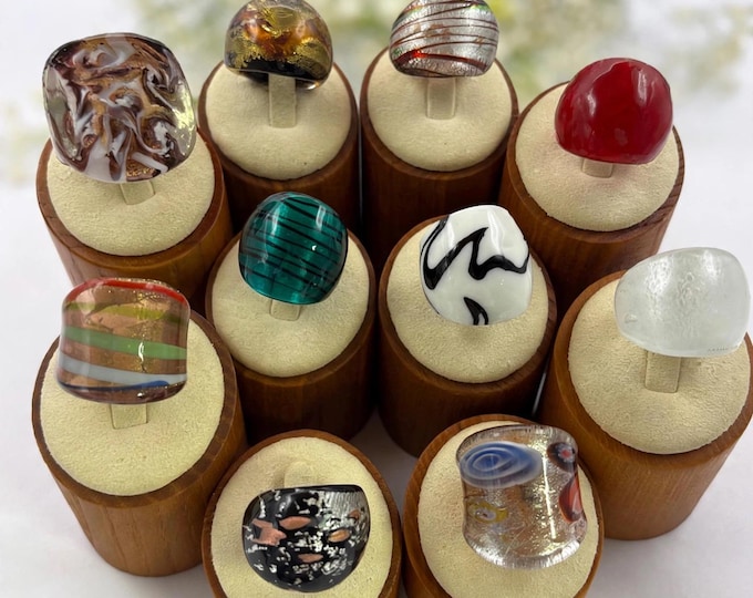 Size 6 1/4  Lampwork Glass Rings | Millefiori Glass Rings | Murano Inspired Glass Rings | Statement Rings