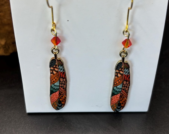 Feather Earrings Several Options  | Bohemian Earrings | Enamel Feather Earrings | Boho Style