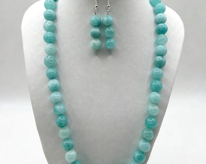 Amazonite Gemstone Necklace | Amazonite |  Statement Necklace | Gemstone Necklace and Earring Set