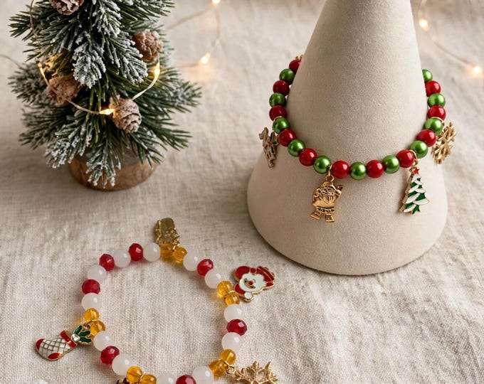 Christmas Charm Bracelets | Holiday bracelets  | Stretch Bracelets