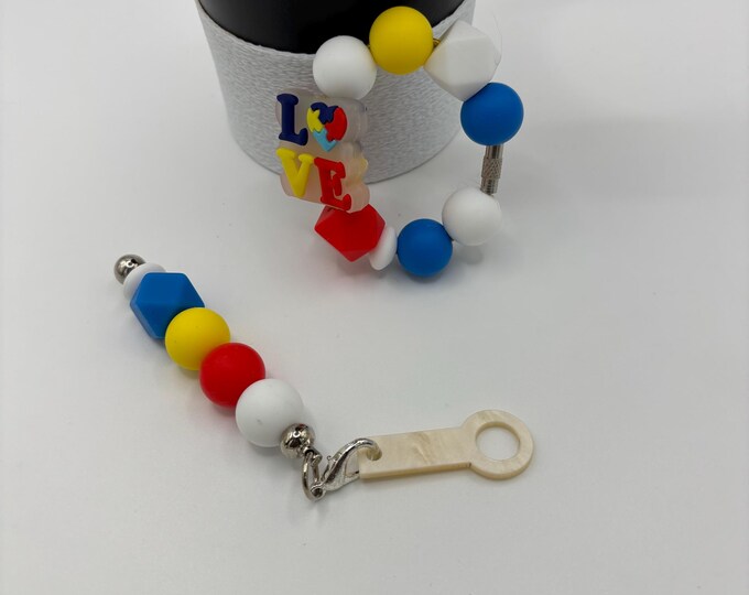 Autism Awareness Stanley Cup Bracelet:  Cup Handle Bracelet | Straw Charm | Purse Bracelet |