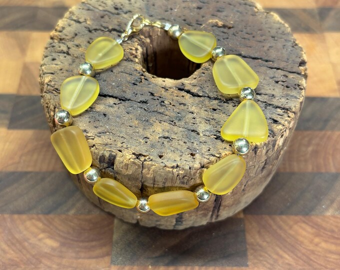 Yellow Seaglass Bracelet | Yellow Gold Seaglass | Seaglass Bracelet