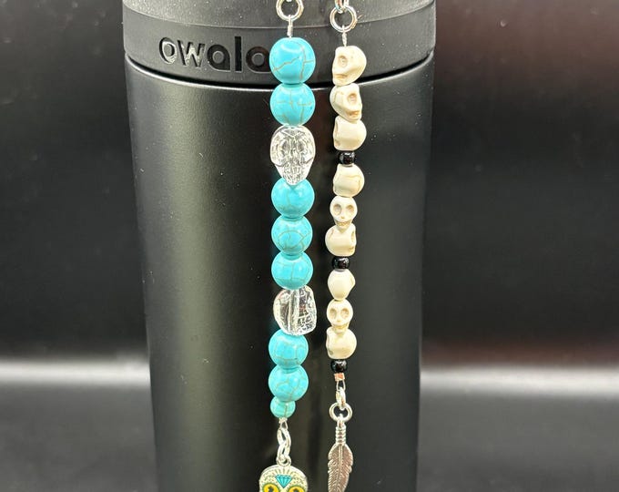 Tumbler Charm Bling : Skull Theme | Water Bottle Charm | Charm Strand | Gemstone Strand | Owala