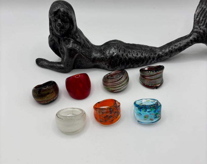Size 6 |  Assorted Glass Rings | Millefiori Glass Rings | Murano Inspired Glass Rings