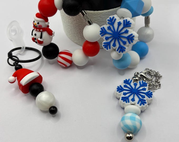 Christmas Snowflake Stanley Cup Bracelet:  Cup Handle Bracelet | Straw Charm | Snowflake