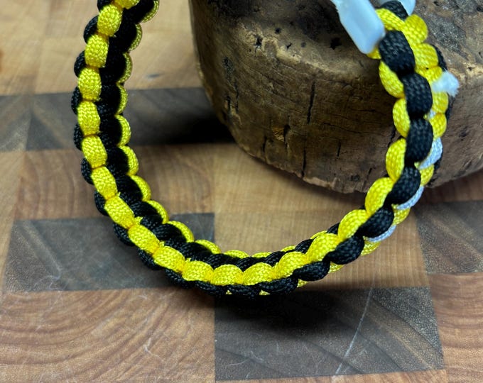 Yellow and Black Handmade 550 Paracord Bracelet  | Cobra Knot Paracord Bracelet  | Nine inch Bracelet