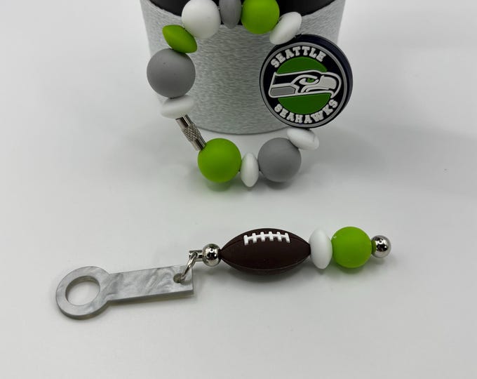 Football Tumbler Accessories |  Stanley or Other Tumbler Cup Handle Bracelets | Straw Charms | Football