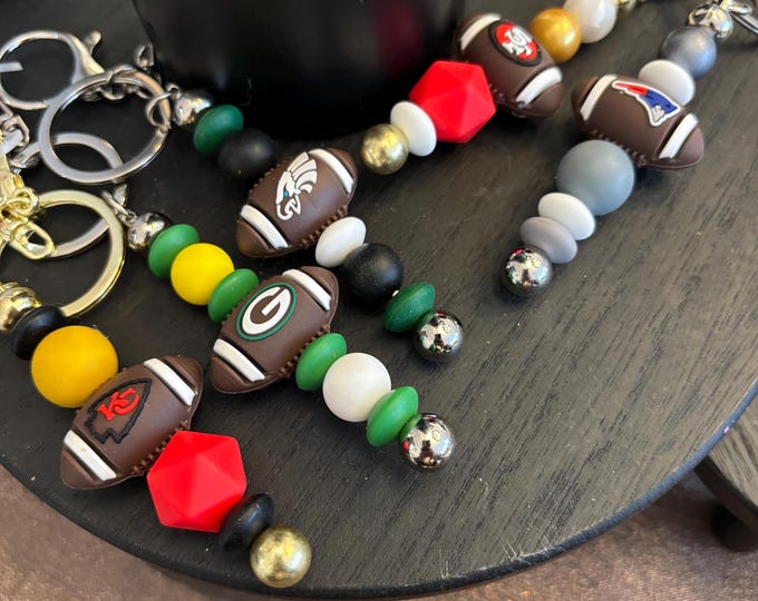 Football Tumbler Accessories |  Football Team Keychains | Stanley or Other Tumbler Straw Charms | Football Teams | Keychains