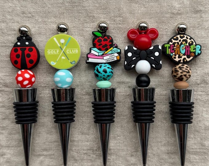 Gift Ideas |  Wine Bottle Stoppers | Silicone Beaded Bottle Stopper | Wine Gifts  | Barware