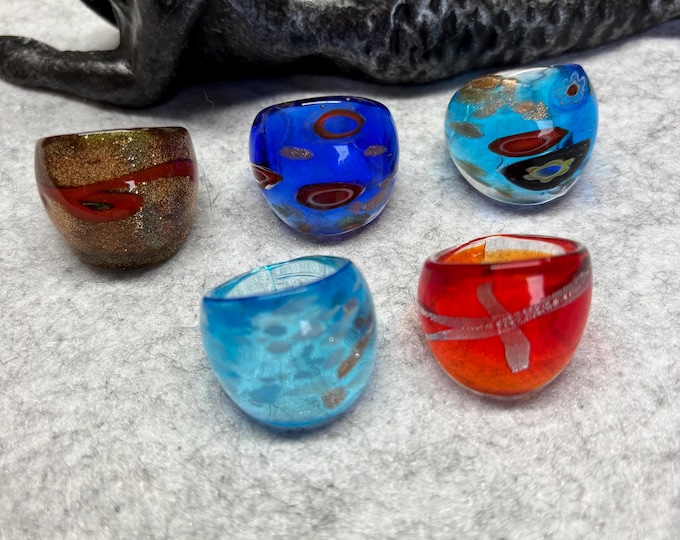 Size 8 Assorted Glass Rings | Millefiori Glass Rings | Murano Inspired Glass Rings