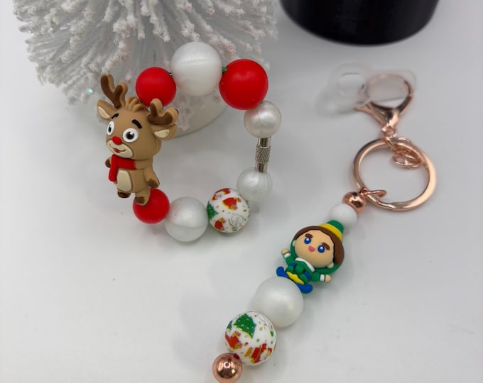 Christmas Elf Stanley Cup Bracelet:  Cup Handle Bracelet | Straw Charm | Holiday | Elf | Reindeer | Elves
