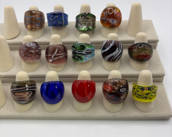 Size 6 1/2 Lampwork Glass Rings | Murano Inspired Glass Rings