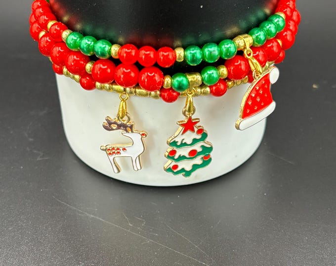 Christmas Stanley Cup Bracelet | Tumbler Accessories  | Stanley Charm Bracelet | Tumbler Bracelet | Christmas | Stretchy Cup Bracelet