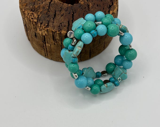 Turquoise Gemstone Bracelet | Memory Wire Bracelet | Multistrand bracelet | Turquoise  gemstones |