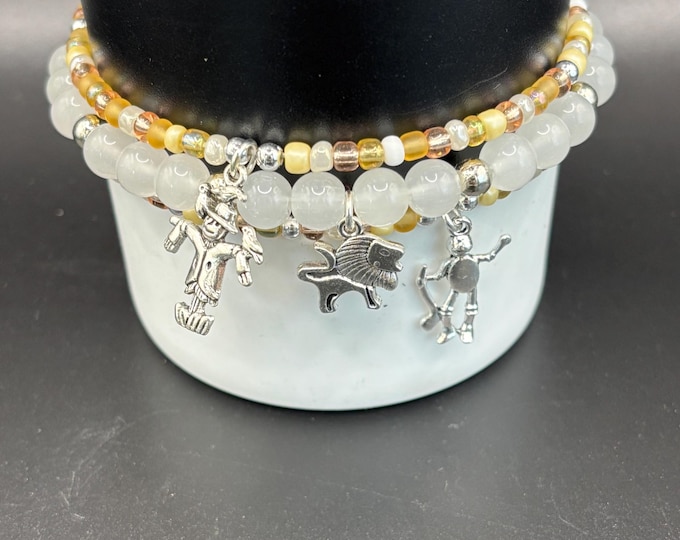 Oz Stanley Cup Charm Bracelet: Scarecrow, Lion and Tin Man charms. Tumbler Accessory. Stanley stack