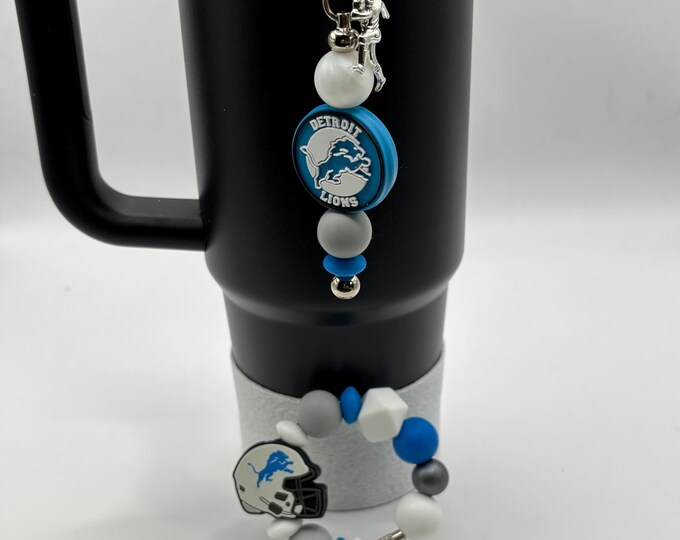 Football Tumbler Accessories |  Stanley or Other Tumbler Cup Handle Bracelets | Straw Charms | Football team | Football charm