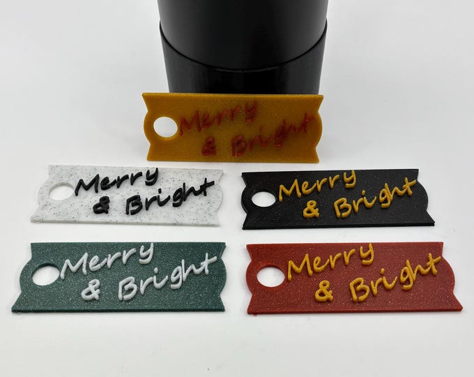Christmas Merry & Bright  Stanley Cup Plate | Tumbler Plate Tag | Tumbler Lid Topper | All fit 40 Ounce Stanley | 3D Printed