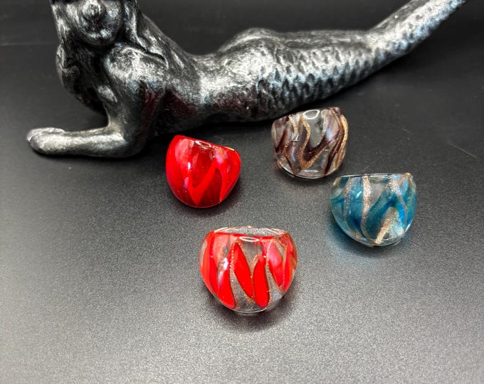 Size 8 Assorted Glass Rings | Millefiori Glass Rings | Murano Inspired Glass Rings
