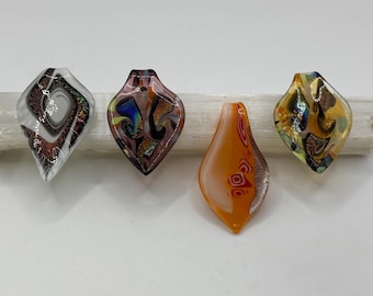 Multi color Murano Inspired Pendant Necklace  | Glass Leaf Pendant | Murano Glass | Lampwork Pendant | Necklace With Cord