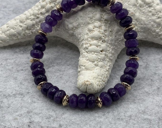 Amethyst Gemstone Bracelet | Stretch Bracelet | Purple Amethyst Bracelet