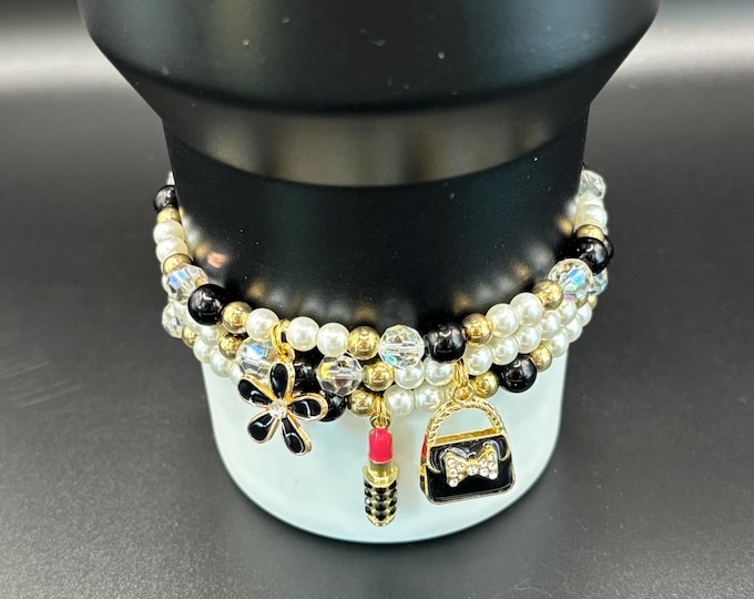 Girly Stanley Cup Bracelet | Tumbler Bracelet | Tumbler Charm Bracelet |  | Stretchy Cup Bracelet | Girly Girl Charms