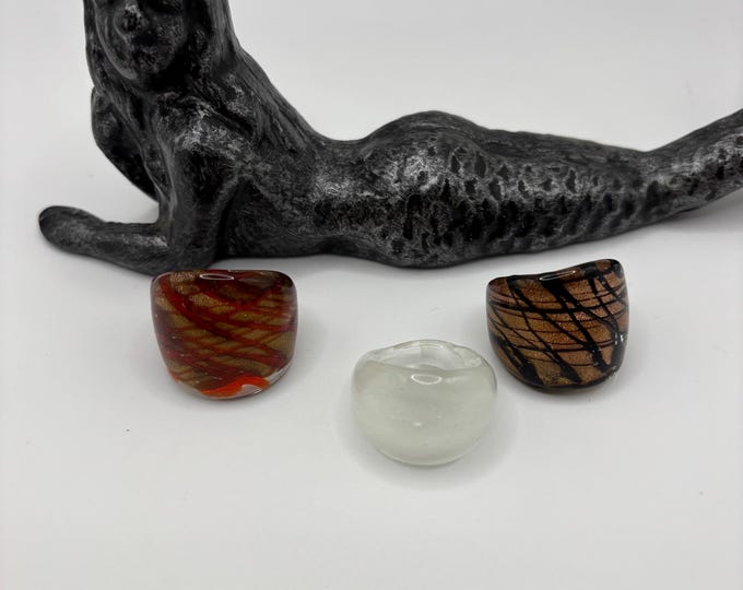 Size 4  1/2  | Gold and Burnt Orange Murano Inspired Glass Ring | Size 4 1/2 | Statement Ring | Lampwork Ring| Thick Style