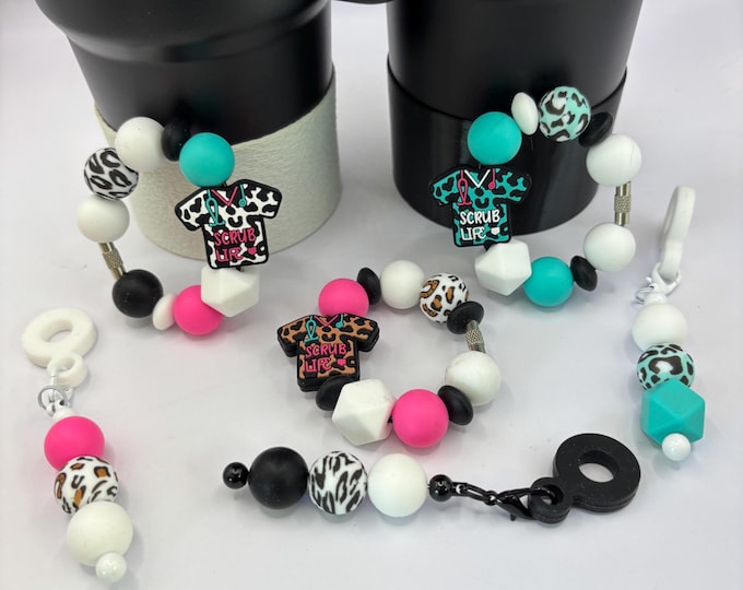 Nurse Doctor Scrubs Stanley Cup Bracelet:  Cup Handle Bracelet | Straw Charm | Purse Bracelet | Scrub Life