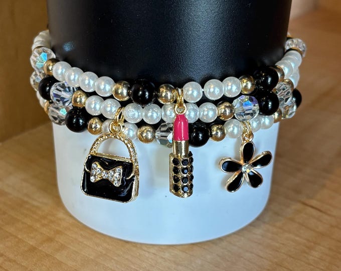 Girly Stanley Cup Bracelet | Tumbler Bracelet | Tumbler Charm Bracelet |  | Stretchy Cup Bracelet | Girly Girl Charms