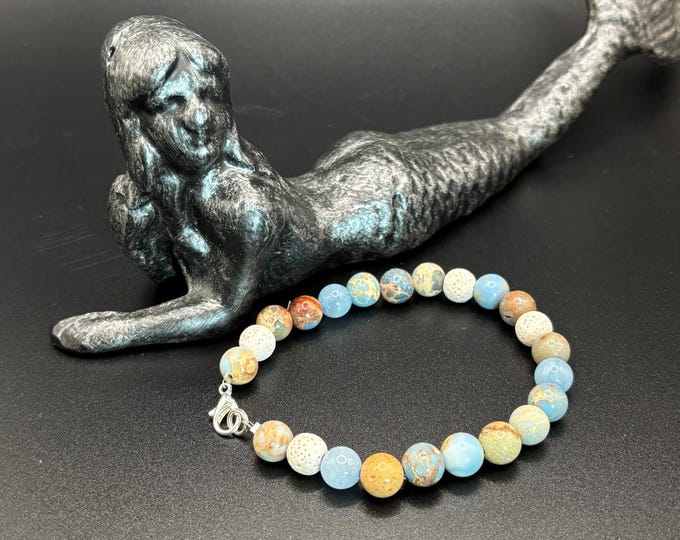 Imperial Jasper & Lava Rock Diffuser Bracelet - 8 Inch Gemstone