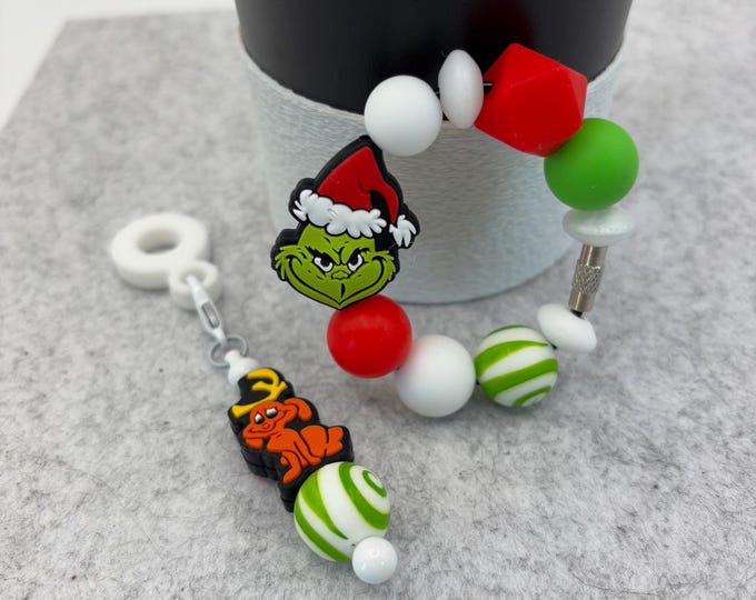 Christmas Grinch Stanley Cup Bracelet:  Cup Handle Bracelet | Straw Charm  | Holiday | Grinch | Grinch Dog Max