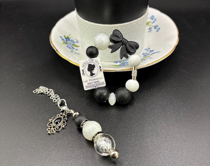 Girly Tumbler Cup Set :  Cup Handle Bracelet | Straw Charm | Purse Bracelet | Ton Inspired | Spill The Tea | Regency Era