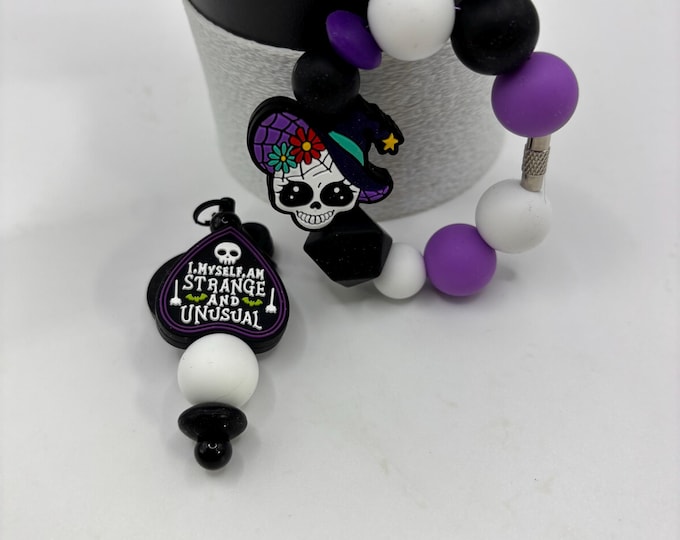 Skulls Stanley Cup Bracelet:  Cup Handle Bracelet | Straw Charm | Purse Bracelet | Skulls | Halloween |