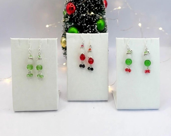 Elf Earrings | Santa Earrings | Grinch Earrings |  Christmas Earrings | Sterling Silver Ear Wires | Austrian Crystals
