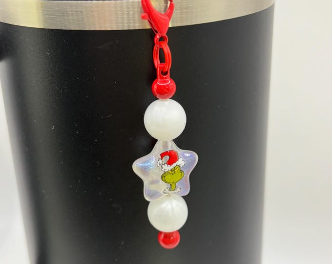Christmas Grinch Stanley Cup Bracelet:  Cup Handle Bracelet | Straw Charm | Purse Bracelet | Holiday | Grinch |