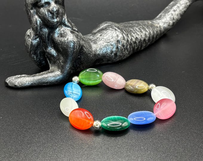 Colorful Cats Eye Gemstones | Gemstone bracelet | Stretch Bracelet