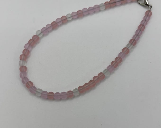 Pink Seaglass Anklet |  Pink  Seaglass | Ankle Bracelet | Seaglass Jewelry
