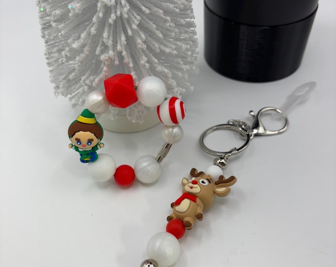Christmas Elf Stanley Cup Bracelet:  Cup Handle Bracelet | Straw Charm | Holiday | Elf | Reindeer | Elves