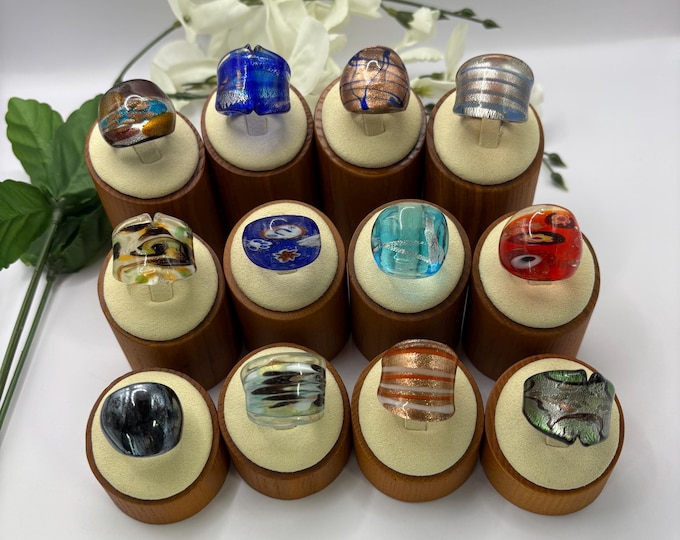 Size 7 Lampwork Glass Rings | Millefiori Glass Rings | Murano Inspired Glass Rings | Statement Rings