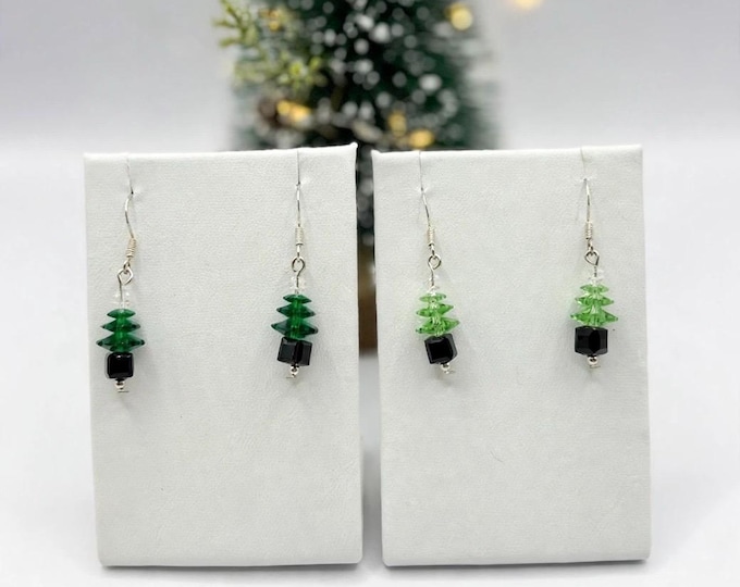 A Swarovski Christmas  | Tree Earrings | Holiday Earrings |  Swarovski Crystals  | Christmas Earrings | Sterling Earrings