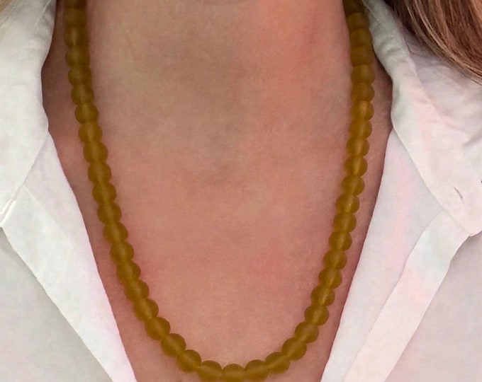 Amber Statement Seaglass Necklace Set | Seaglass Necklace | Statement Necklace |  Seaglass Earrings | Set of Necklace and Earrings