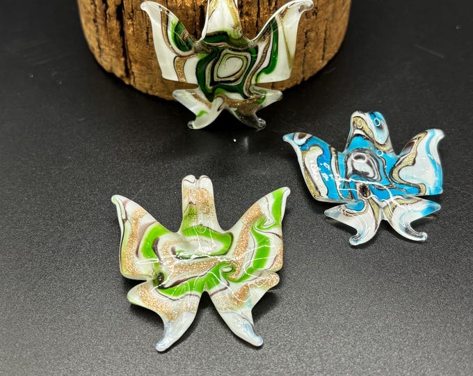 Butterfly Pendant Necklace | Lampwork Glass Butterfly | Glass Butterfly Pendant Necklace |Necklace With Cord | Murano Inspired