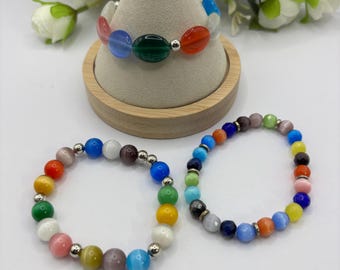Colorful Cats Eye Gemstones | Gemstone bracelet | Stretch Bracelet