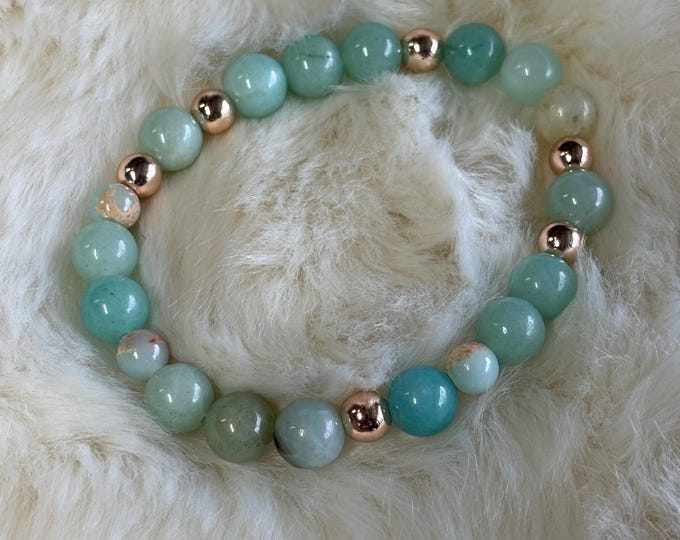 Amazonite Gemstones | Gemstone bracelet | Stretch Bracelet | Morse Code bracelet | Blessed