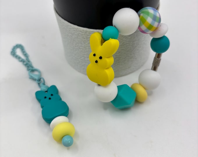 Peeps Bunny Rabbit Stanley Cup Bracelet:  Cup Handle Bracelet | Straw Charm  | Easter