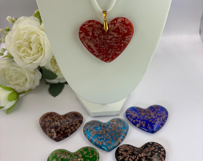 Heart Pendant Necklace | Colorful Heart Pendant Necklace | Glass Pendant | Necklace With Cord | Lampwork | Murano Inspired