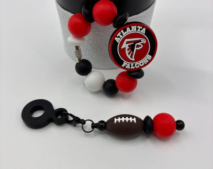 Football  Tumbler Accessories |  Stanley or Other Tumbler Cup Handle Bracelets | Straw Charms | Football